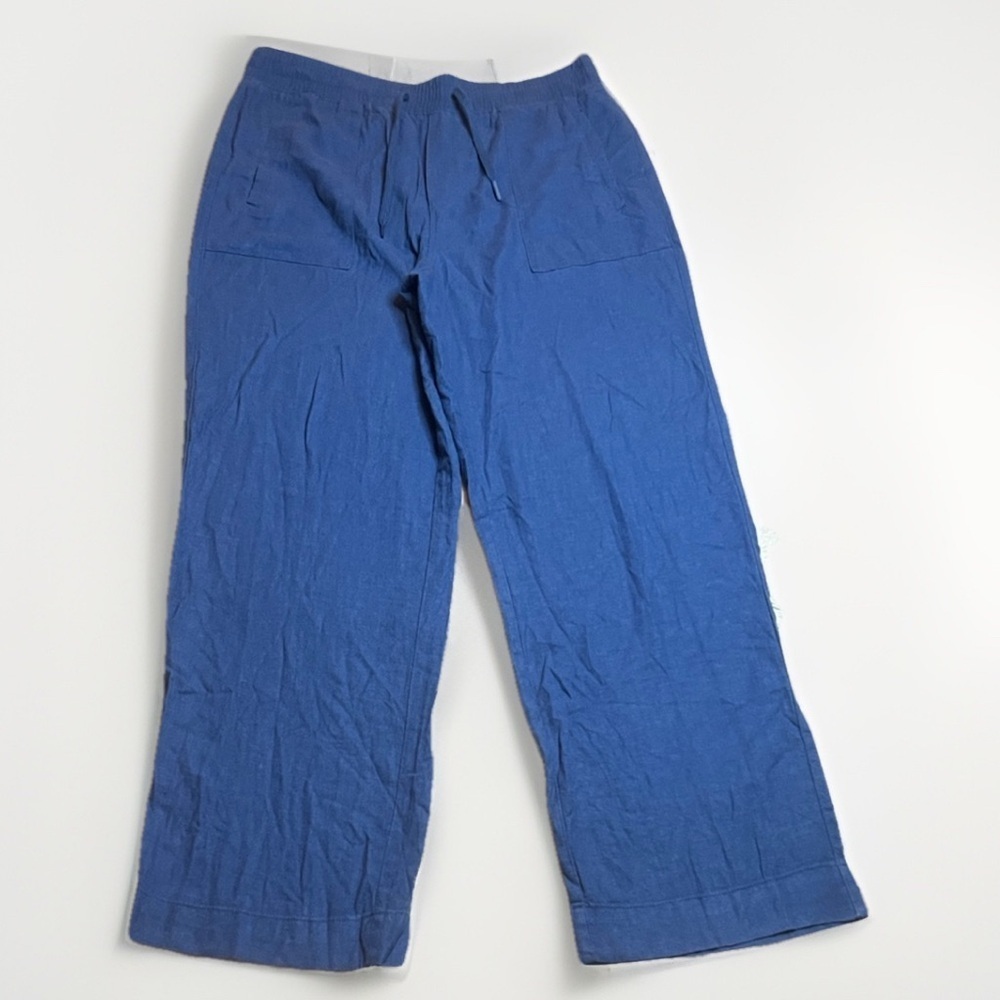 NWT Frank & Oak Women's Linen Blend Blue Pants sz L